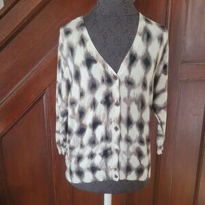 H&M Womens Modern Classic Button-Up Cardigan Black & White Abstract Print Medium